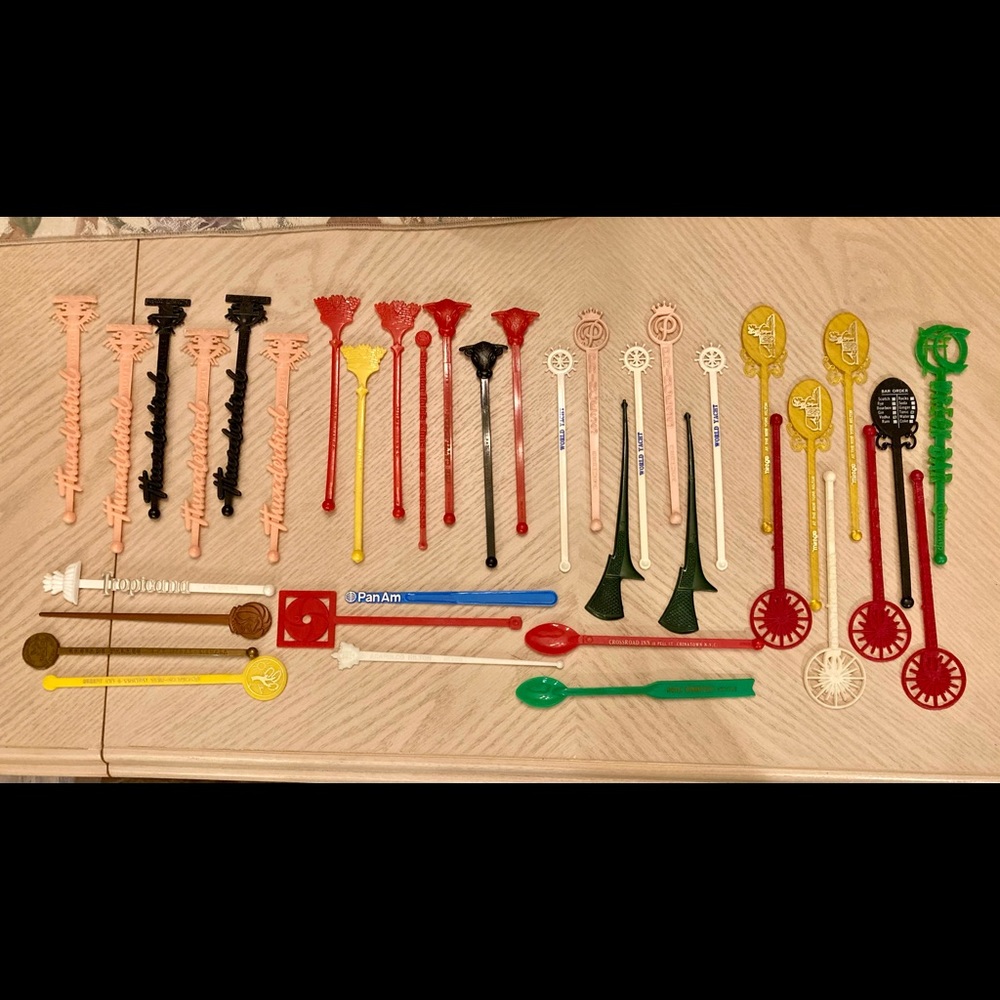 Vintage Souvenir Swizzle Sticks – Set of 38 – 70’s & 80’s Barware